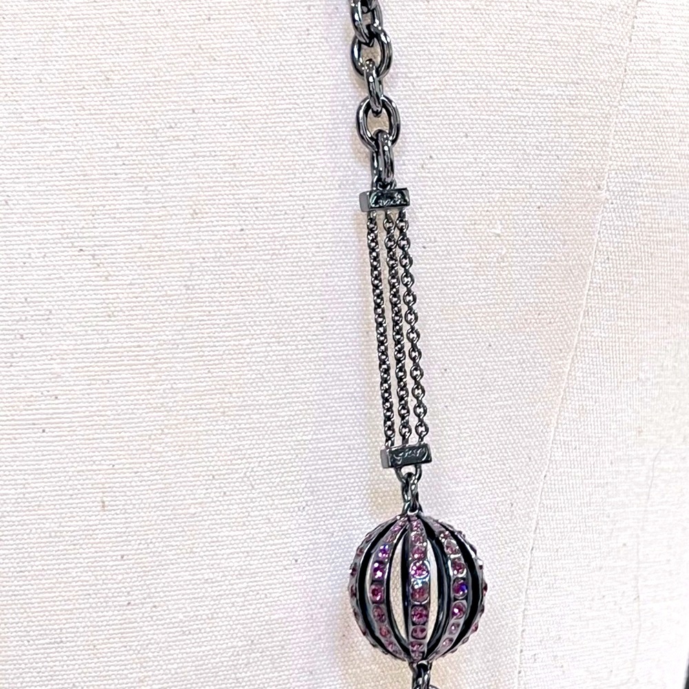 NWT Coach Cage Station Pave Crystal Nevklace - Picture 10 of 15